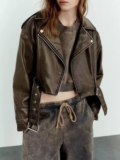 ''Cleo'' Vintage Faux Leather Jacket