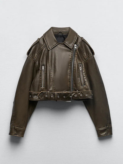 ''Cleo'' Vintage Faux Leather Jacket