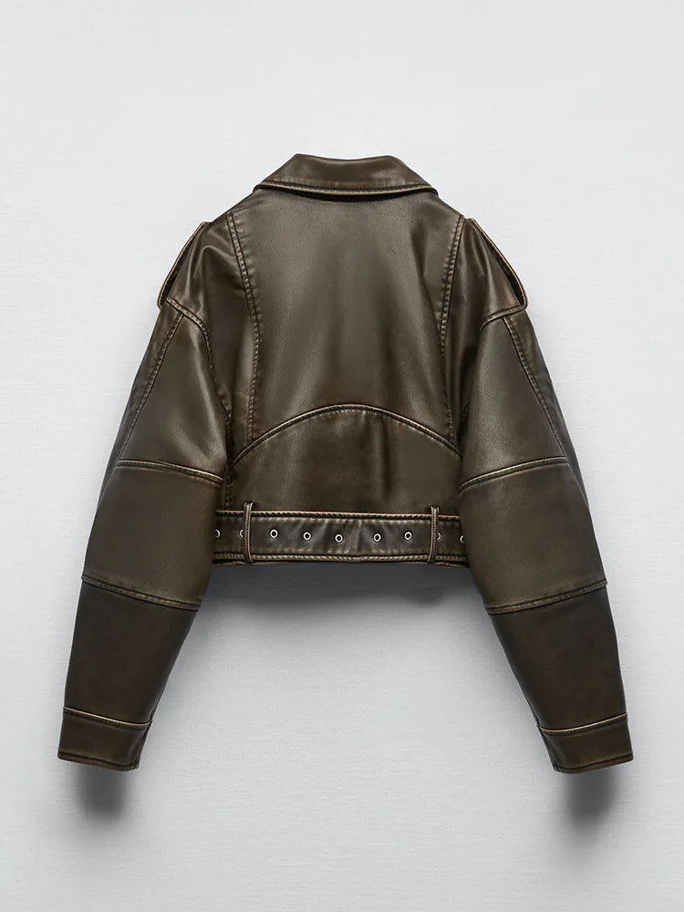 ''Cleo'' Vintage Faux Leather Jacket