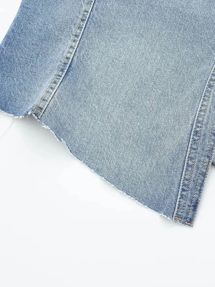 ''Nova'' Denim Asymmetric Crop Top