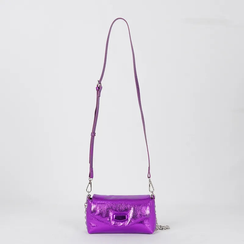 ''Roxy'' Metallic Chain Shoulder Bag