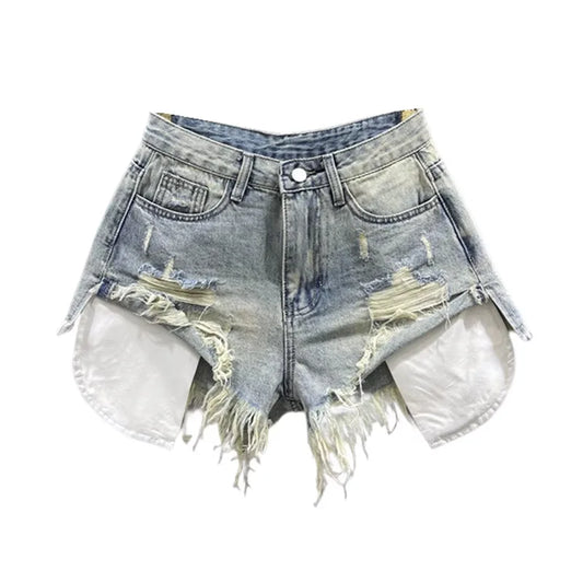 ''Tyla'' Distressed Denim Shorts